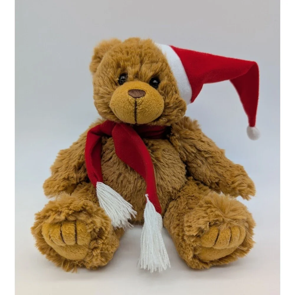 Christmas Teddy Bear Plush Brown Hat Scarf Stuffed Animal Riverstone CA Promo 6